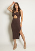 Ribbed Knit Halter Midi Dress