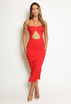 Ribbed Knit Halter Midi Dress