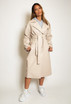 Buckle Cuff Faux Leather Trench Coat 