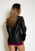 Faux Leather Feather Cuff Blazer