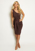 Fine Knit One Shoulder Belted Dress