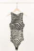 Zebra Print Round Neck Bodysuit