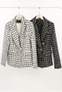 Metallic Box Check Double Breasted Blazer