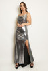 Metallic Cowl Neck Maxi Dress