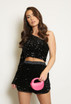 One Shoulder Sequin Crop Top 