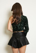 One Shoulder Sequin Crop Top 