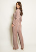 Belted Plisse V Neck Blouse And Trouser Set