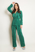 Belted Plisse V Neck Blouse And Trouser Set