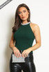 Metal Trim Ribbed Crop Tops