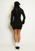 Faux Fur Trim Ribbed Midi Dress