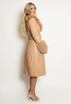 Faux Fur Trim Belted Trench Coat 