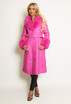Faux Fur Trim Belted Trench Coat 