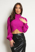 High Neck Cropped Blouse
