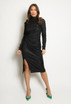 Lurex Slinky High Neck Midi Dress