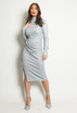 Lurex Slinky High Neck Midi Dress