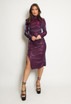 Lurex Slinky High Neck Midi Dress