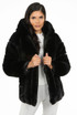 Faux Fur PU Hooded Jacket