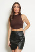 High Neck Ribbed Crop Top