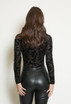 Velvet High Neck Printed Bodysuit