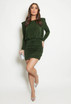 Long Sleeve Slinky Ruched Mini Dress