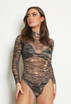 Marble Print High Neck Bodysuit