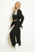 Fleece Ruched Sleeve Hoodie & Trouser Set
