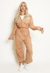 Fleece Ruched Sleeve Hoodie & Trouser Set