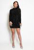 Velvet Sequin Long Sleeve Dress
