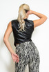 Faux Leather Corset Waistcoat Top