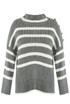 Button Shoulder Striped Roll Neck Jumper 