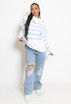 Button Shoulder Striped Roll Neck Jumper 