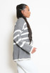 Button Shoulder Striped Roll Neck Jumper 