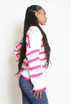 Button Shoulder Striped Roll Neck Jumper 