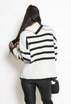 Button Shoulder Striped Roll Neck Jumper 