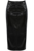 PU Front Slit Midi Skirt