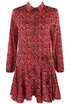 Retro Print Belted Flared Shirt Dress