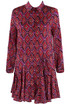 Retro Print Belted Flared Shirt Dress