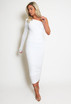 Ruched One Shoulder Midi Dress