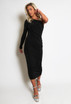 Ruched One Shoulder Midi Dress