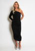 Ruched One Shoulder Midi Dress