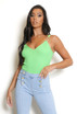 V Neck Ribbed Bodysuit With Buckle