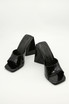 Black Sculptured Flare Block Heel Mules