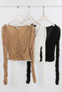 Mesh Ruched Long Sleeve Top