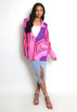 Multicolour Printed Double Breasted Blazer