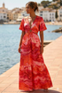 Cut Out Marble Print Maxi Dress