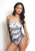 Digital Print Ruched Bodysuit