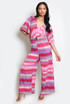 Belted Printed Wide Leg Jumpsuit
