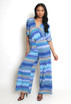 Belted Printed Wide Leg Jumpsuit