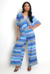 Belted Printed Wide Leg Jumpsuit
