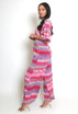 Belted Printed Wide Leg Jumpsuit